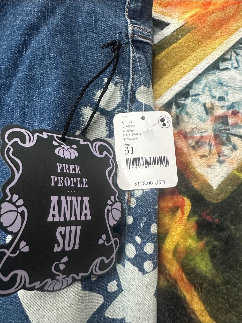 FP x Anna Sui Penny Pull-On Printed Flare Jeans - Picture 3 of 8
